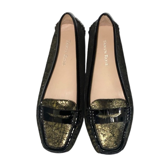 Taryn Rose Corrina black and gold Loafers size 6.5 - Picture 2 of 9